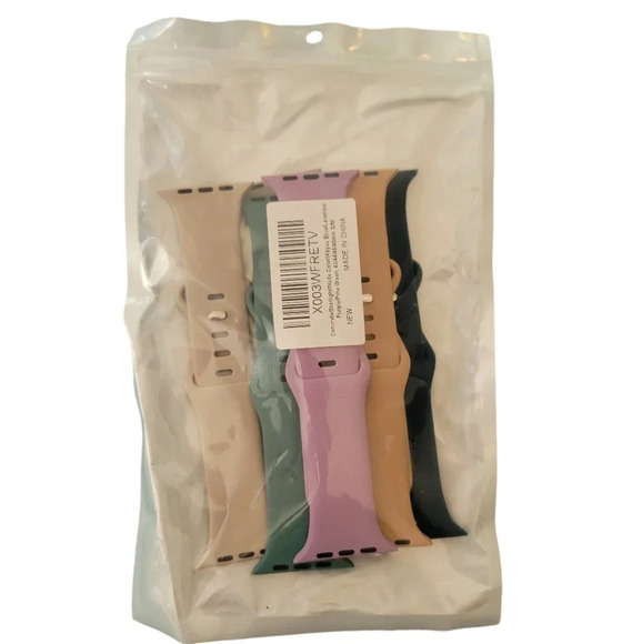 NIB Apple Watch Compatible Silicone Bands, Multi-color, Approx. 1 inch Wide - Picture 1 of 3